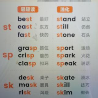 自然拼读st，sp，sk的发音