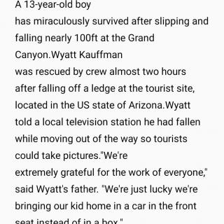 20230818奇迹生还！美国男孩为游客拍照让路跌落峡谷