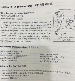 NCE 2 Lesson 16 A polite request 课文