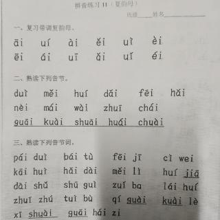 一语上拼音练习11(复韵母)