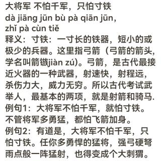 大将军不怕千军 只怕寸铁