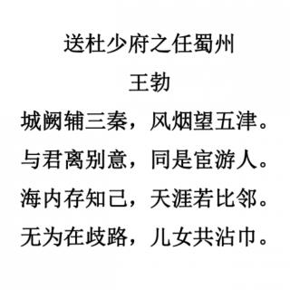 《送杜少府之任蜀州》唐•王勃